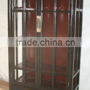 Black Glass Two Door Cabinet thumbnail-1