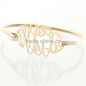 JOKER CABINET CUTOUT MONOGRAM GOLD BANGLE PERSONALIZED BANGLE Quality Choice thumbnail-4