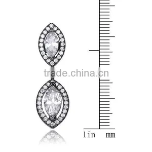 Sterling Silver Clear Cubic Zirconia Ear Jacket Earrings Wholesale thumbnail-2