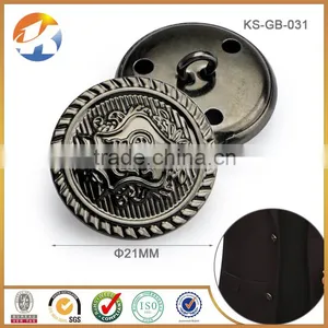 Embossed Logo Gunmetal Metal Sewing Shank Button thumbnail-1