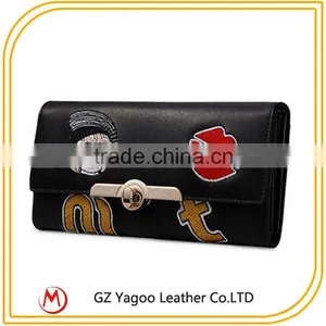 Wholesale Woman Leather Wallet Lady Money Bag Embroider Patter Purse thumbnail-4