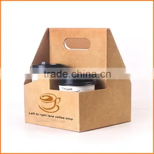 Take Away Disposable Kraft Paper Coffee Cup Drink Carrier, Coffee Paper Cup Holder thumbnail-4