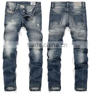 Fashion Stylish Men's Designed Straight Regular Fit Trousers Casual Jean Plaid Pants JeansTrousers thumbnail-4