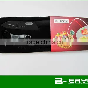 BERYL Black Blade 3pcs Set , Black Ceramic Knife Set 4"6"kitchen Knife+peeler+gift Box, 2 Colors ABS Handle thumbnail-1