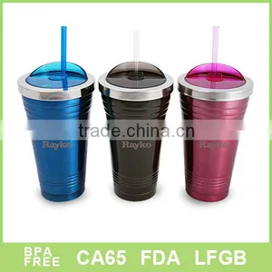 Hot Selling Stainless Steel Coffee Mug With BPA Free Straw thumbnail-1