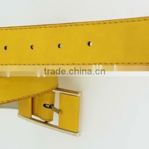 Women's Fashion Yellow PU Leather Plain Jeans Belt With Yellow Leather Accessories in China Factory thumbnail-6