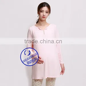 Custom Made 100% Pima Cotton High Quality Long Sleeve Nursing Wears thumbnail-3