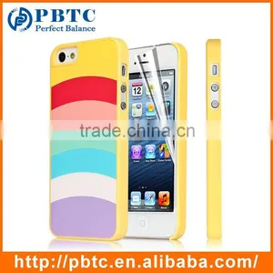 Set Screen Protector And Case For Iphone 5 , Hard Plastic Pink Colorful Stripes Custom Case thumbnail-3