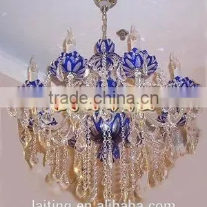 Chinese Tradition Crystal Lotus Light Candle Chandelier thumbnail-1