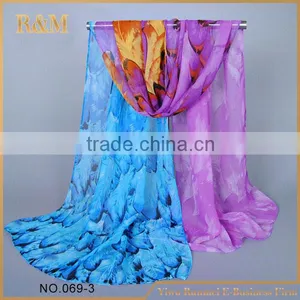 Luxury Brand Sweet Lady Scarf Green Purple Shawl for Autumn Spring thumbnail-4