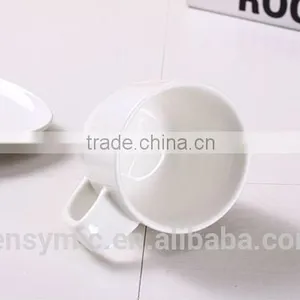 T00217 Big Handle White Porcelain Tea Cup With Saucer thumbnail-6