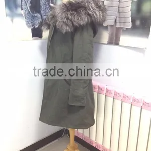 Wholesale Price Hot Selling Popular Parka Jacket With Real Silver Fox Fur Hood Trim thumbnail-1