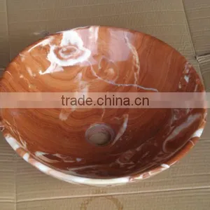Round Red Marble Basin thumbnail-1