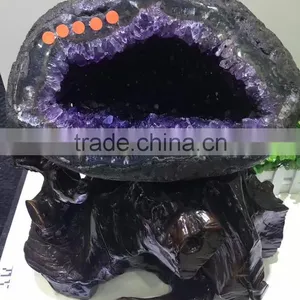 Natural Uruguay Purple Amethyst Quartz Crystal Geode Cluster thumbnail-1