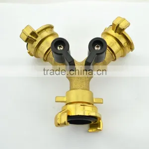 Brass Y Shut-off Valve Two Way Garden Hose Valve Y Shape Connector Water Valve With Butterfly Handle thumbnail-4