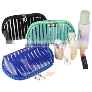 3pcs Stripe PVC Transparent Toiletry Bag Portable Travel Cosmetic Bag Set thumbnail-3