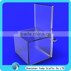 Transparent Acrylic Charity Donation Box With Lock Cheap High Quality Customized thumbnail-1