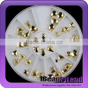 New Nail Decoration Mixed Nail Gold Metal Studs thumbnail-1