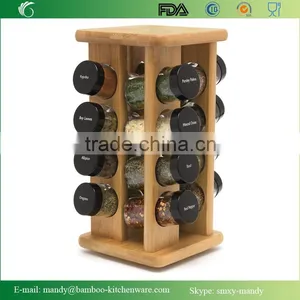 Bamboo Spice Rack, Bamboo Kitchen Rack, Bamboo Spices Organization thumbnail-1
