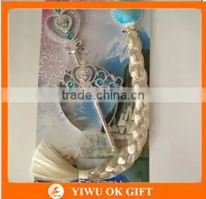 Princess Elsa Anna Hair Accessories Queen Crown&Long Braid With Magic Wand For Sale thumbnail-1
