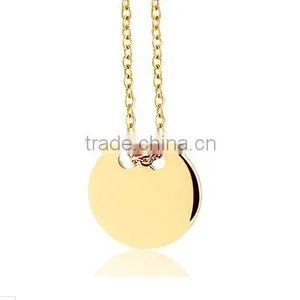 316L Stainless Steel Flat Gold Round Pendant 18ct Gold Pendant thumbnail-4