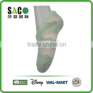 Green and Purple Heart Pattern Fluffy Footie thumbnail-2