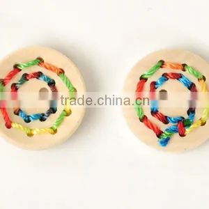 Fashionable High End 2 Holes Natural Wood Buttons With Hand-made String thumbnail-1