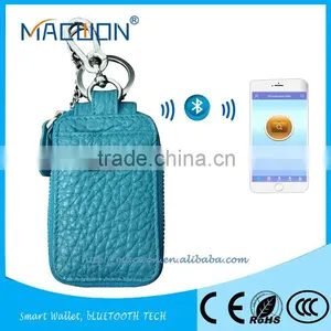 Leather Compact Bluetooth Anti-theft Smart Car Key Chain Holder thumbnail-1
