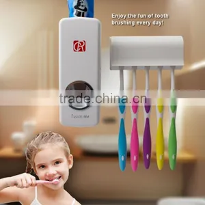 Hands Free Toothpaste Dispenser Automatic Toothpaste Squeezer And Toilet Brush/Toothbrush Holder Set thumbnail-6