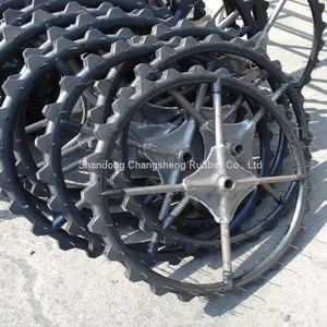 High Performance Speed Rice Transplanter Solid Rubber Wheels 600mm Agricultural Paddy Field Tyres With Rim thumbnail-4