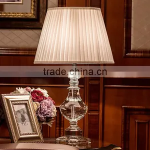 Luxury Clear K9 Crystal Carving Table Lamp With White Lampshade thumbnail-1