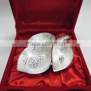 Gift and Crafts Handmade Silver Plated Brass Decorative Bowl With Embossing Designs thumbnail-1