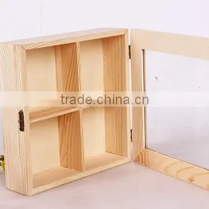 Recycled Wooden Tea Storage Box With Clear Glass Lid thumbnail-6