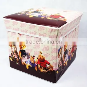 Storage Ottoman Faux Leather Collapsible Foldable Seat ,Colorful thumbnail-1