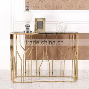 Special Model OEM Design Black Marble Top Console Table With Golden Stainless Steel Base For Home Use thumbnail-1
