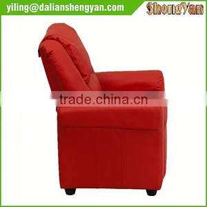 Contemporary Red Vinyl Kids Recliner With Cup Holder and Headrest thumbnail-4