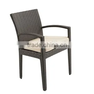 2017 Trade Assurance All Weather Outdoor Cheap Wholesale Customized pe Rattan Garden Line Stacking Single Arm Chairs thumbnail-1