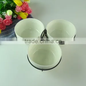 Wholesale White Bowl Set With Black Iron, Porcelain Rice Bowl Noodle Bowl for Home Use thumbnail-2