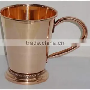 FDA APPROVED BPA FREE 100% PURE COPPER MOSCOW MULE MINT SMOOTH JULEP CUP WITH HANDLE thumbnail-1