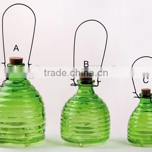 3pcs Glass Wasp Trap With Metal Handle Amd Cork Hanging Glass Bee Catcher Glassware thumbnail-1