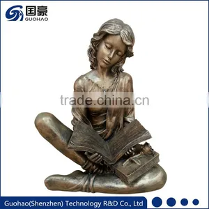 Life Size Bronze Girl Reading Statue Sculpture Decoration thumbnail-1