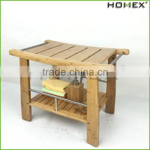 Bamboo Shower Seat Bench Bathroom Spa Bath Stool Homex BSCI/Factory thumbnail-1