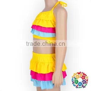 2017 New Arrival Summer Girls Colorful Ruffle Bikini Swimming Wear thumbnail-3