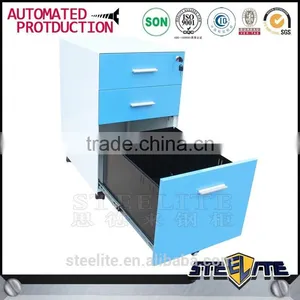 China Waterproof File Storage Cabinet Blue 3 Drawer Mobile Pedestal Cabinet in Stock thumbnail-3