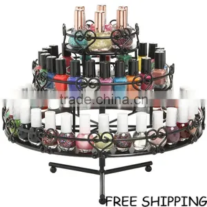 3-Tier Metal Heart Design Rotating Nail Polish Organizer Display Rack Stand Gift thumbnail-1