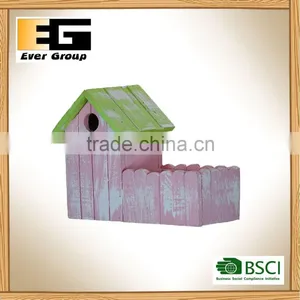 Pink House Shaped Wooden Garden Planter thumbnail-1
