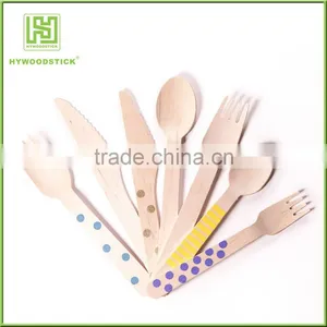 Striped Wooden Utensils Wooden Cutlery Disposable Tableware Set thumbnail-6