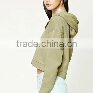 High Quality Cheap Blank Plain Crop Top Hoodie Wholesale Zipper Pullover Fleece Long Sleeve Oversized Hoodie Women thumbnail-2