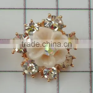 Glass Beaded Rose Flower Silver Rhinestone Button for Shoe Parts thumbnail-6