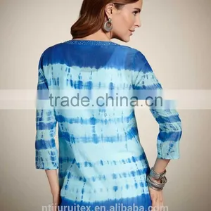 Women's Tie Dye Blouse & Top , Women's Beads Neck Blouse thumbnail-2